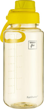 Fanhaw 32 oz Clear Water Bottle with Fast-Flow Spout Lid, BPA-Free Tritan, Wide Mouth, Leakproof, Reusable Bottle for Gym, School, Office, Travel (Imperial Yellow)