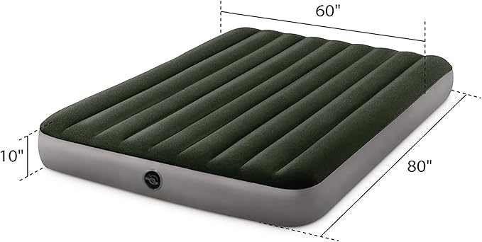 Intex 64109E Dura-Beam Standard Prestige Air Mattress: Fiber-Tech – Queen Size – 10in Bed Height – 600lb Weight Capacity – Pump Sold Separately