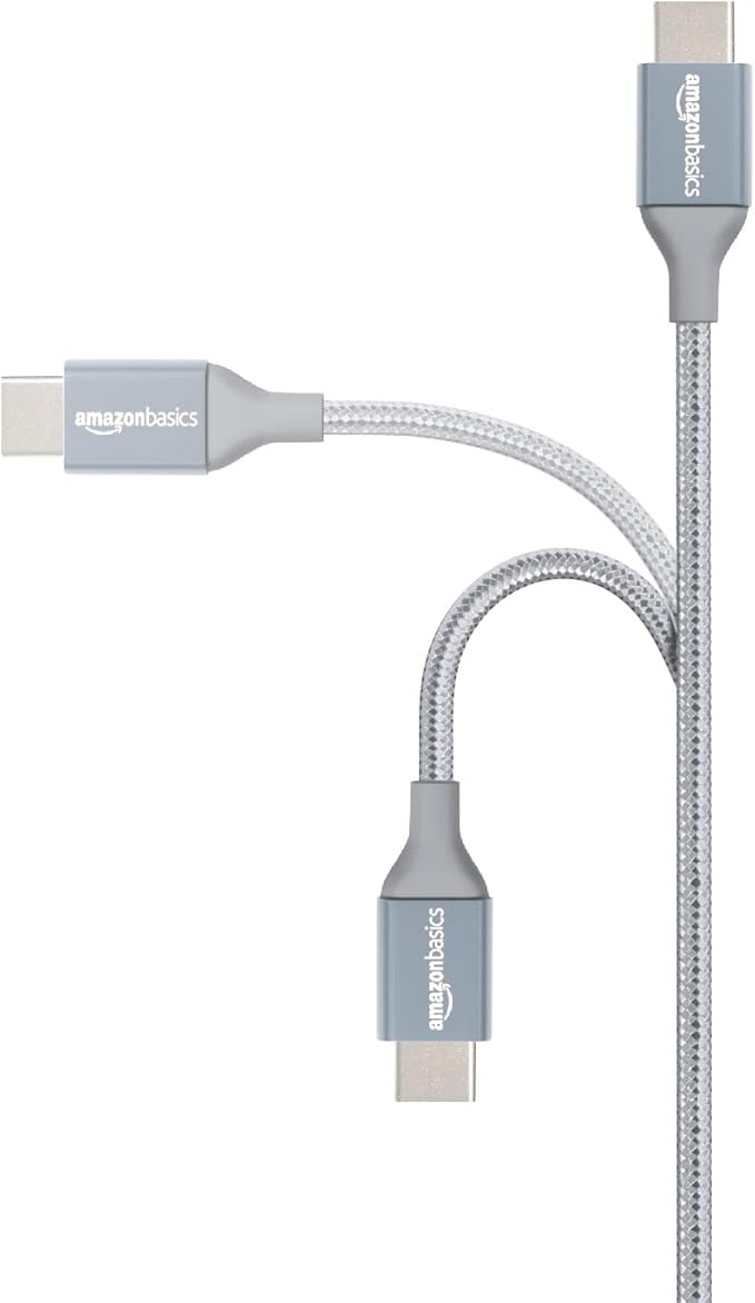 Amazon Basics Nylon Braided USB-C to USB-A 2.0 Fast Charging Cable, 480Mbps Speed, USB-IF Certified, for Apple iPhone 16/15, iPad, Samsung Galaxy, Tablets, Laptops, 6 Foot, Dark Grey (Pack of 2)
