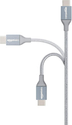 Amazon Basics Nylon Braided USB-C to USB-A 2.0 Fast Charging Cable, 480Mbps Speed, USB-IF Certified, for Apple iPhone 16/15, iPad, Samsung Galaxy, Tablets, Laptops, 6 foot, Dark Grey