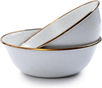 Barebones Enamel Bowl Set - Dish Set of 2 Bowls - Enamelware Set for Camping and Everyday Use (Eggshell)