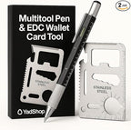 12-in-1 Tool Pen & Stainless Steel EDC Wallet Card Tool Gift Set | Multitool Duo Everyday Carry Survival Gadget for Men & Women (2-pack)