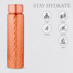 NORMAN JR Copper Water Bottle 550ml - Gift Box of 3, Slim Hammered, an Ayurvedic vessel made of pure copper - helps you drink more water with many health benefits
