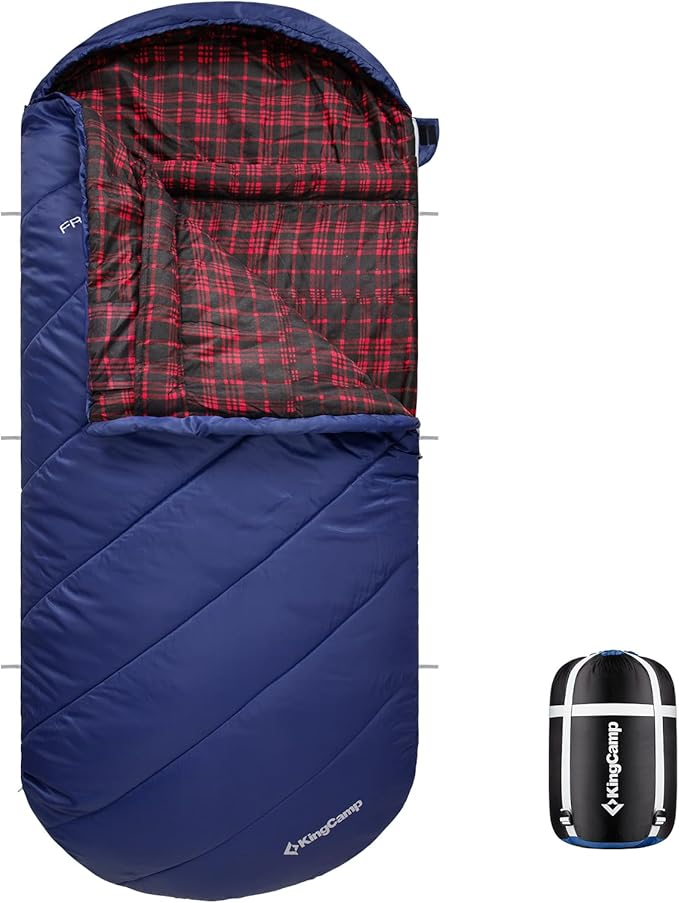 KingCamp Sleeping Bag for Adults, Cold Weather & Warm Extra Wide Big & Tall XL Portable Waterproof Flannel Sleeping Bags, Essentials Gear Accessories for Camping Backpacking Hiking Indoor & Outdoor