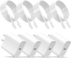 iPhone 17 16 15 Charger, USB C Charger, 4-Pack Fast Wall Charging, USB-C Chargers Block (4-Pack 6 ft Cable Included) for iPhone 17/16/15/15 Pro/15 Pro Max/iPad Pro/AirPods Samsung & More