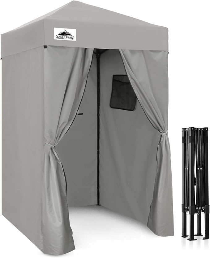 EAGLE PEAK Flex Ultra Compact 4x4 Pop-up Canopy, Sun Shelter, Changing Room, Portable Privacy Canopy Cabana for Pool, Fashion Photoshoots, or Camping, Gray