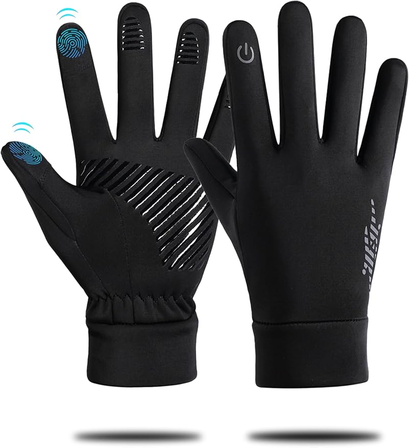 Winter Gloves Men Women - Thermal Windproof Running Touchscreen Gloves, Unisex Warm Anti-Slip Lined Cold Weather Glove