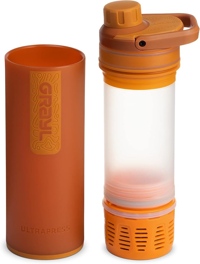 GRAYL UltraPress Water Purifier & Filter Bottle for Hiking, Backpacking, and Travel (Mojave Redrock)