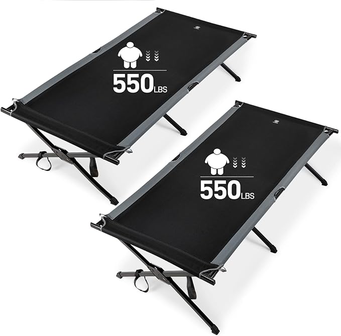 EVER ADVANCED 2 Pack Extra Wide Camping Cot for Adults Oversized XXL Sleeping Cots Folding Cot Bed with Carry Bag, 84.3" L x 41.9" W, Support to 550 lbs