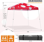 EAGLE PEAK 10x10 Slant Leg Pop-up Canopy Tent Easy One Person Setup Instant Outdoor Beach Canopy Folding Portable Sports Shelter 10x10 Base 8x8 Top (Red Mushroom)