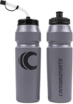 Cannon Sports 1 Liter Sports Water Bottle, BPA-Free, 34 Oz Capacity, Large Mouth, 2 lids (Straw and Squeeze), Great For Helmet Sports Such As Hockey, Lacrosse, Football, Boxing (2 Pack) (Gray)