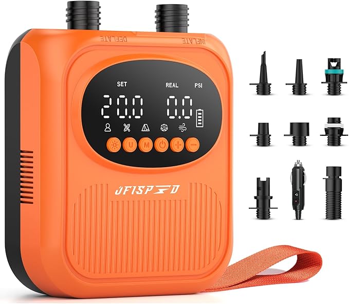 Paddle Board Pump, 20PSI High Pressure SUP Pump with Auto-Off, Dual Stage Inflation & Deflation for Stand Up Paddle Boards, Boat, Tent, Mattress