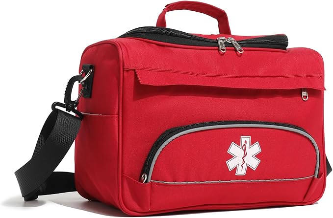 Empty Red First Responder Bag On Call Trauma Bag EMT First Aid Carrier for Paramedics and Emergency Medical Supplies Kit (Red)