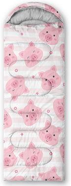 AILONEN Pink Lovely Rabbit Sleeping Bag for Girls Kids Adults,Warm and Cool Weather,Lightweight,Waterproof Backpacking,Cartoon Flowers Printed Bunny Sleeping Bag for Camping