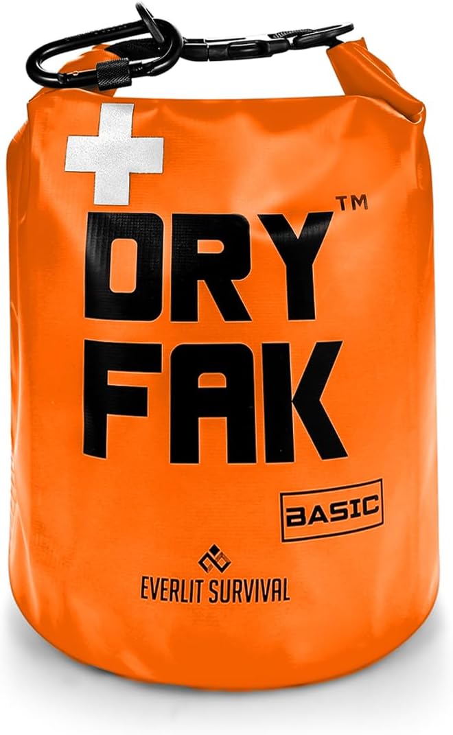 EVERLIT 290 Pc Waterproof First Aid Kit Dry FAK Medical Kit Emergency Survival Kit for Boat, Backpacking, Hiking, Fishing, Travel, Kayaking (Orange) (Orange)