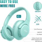 KVIDIO Bluetooth Headphones Over Ear, 65 Hours Playtime Wireless Headphones with Microphone, Foldable Lightweight Headset with Deep Bass, HiFi Stereo Sound Low Latency for Travel Work Cellphone