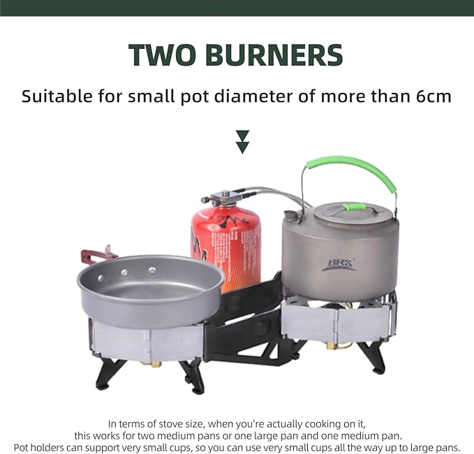 BRS-32 Portable Foldable Camping Stove Expandable Double Cooktop - Easy to Operate, Camping Kitchenware with BRS-191 Electronic Igniter