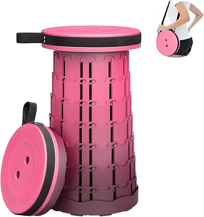 Portable Telescoping Stool, Retractable Folding Stool for Camping Garden Fishing Hiking Travel BBQ, Adjustable Collapsible Stools (Gradient Purple)