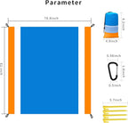 Large Beach Blanket Oversized Beach Mat Intimate Choice of Beach Accessories for Outdoor Travel Camping Hiking Good Gift (L-BlueWhiteOrange)