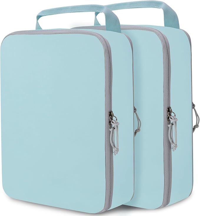 Extra Large Compression Packing Cubes for Travel Essentials, 2 Set Expandable Travel Cubes for Packing Compression Bags Luggage Suitcase Organizer, Blue