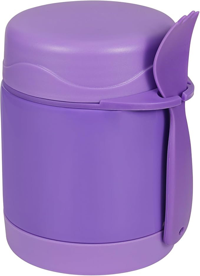 Pawtong10oz Soup Thermo for Hot Food Kids Insulated Food Jar,Thermo Hot Food Lunch Container, Width Mouth Stainless Steel Lunch Box for Kids with Spoon (Purple)