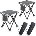 TRIPLE TREE 2 Pack Camping Stool, Grey, 13.8 Inch Portable Folding Stool for Outdoor Walking Hiking Fishing 400 Lbs Capacity with Carry Bag
