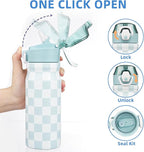 BJPKPK Stainless Steel Insulated Water Bottle With Straw Lid 18oz Reusable Metal Thermo Bottles Keep Cold And Hot,Plaid