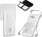 Brand Q 10000mAh Portable Charger with Built-in Cables and AC Wall Plug, USB C Fast Charging Power Bank with 3 Cords,5 Output External Battery Pack Compatible with iPhone,Tablet and All Smart Phones