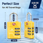SURE LOCK TSA Approved Luggage Lock – 3-Digit Resettable Combination Padlock with Open Alert Red Dot, Large Easy-Read Dials for Suitcases, Backpacks, Gym & School Lockers(Yellow 2 pk)