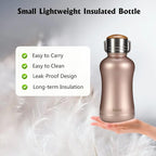 YOHKOH Mini Insulated Water Bottle With Bamboo Lid - 8.8oz Small Vacuum Insulated Water Bottle for Women Kids, 12 Hrs Hot & 24 Hrs Cold Stainless Steel Thermos Leak-Proof BPA-Free (8.8oz,Gold)