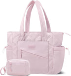 LOVEVOOK Tote Bag for Women, puffer tote bag for Work Travel Nurse, Lightweight quilted Bags with Compartments