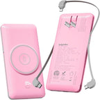 Magnetic 10000mAh Portable Charger for iWatch & iPhone, 22.5W USB C Fast Charging Wireless Power Bank Built-in Cables and Wall Plug, External Travel Battery Pack Compatible with iOS Android Devices