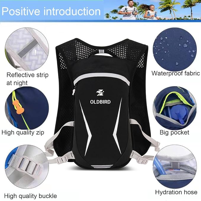 Lightweight Hydration Vest With 1.5L Water Bladder - Breathable Backpack for Running, Cycling, Hiking, Marathon - Men Women (0001 Purple)