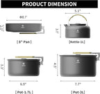 Alocs Portable Camping Cookware - Upgraded Handle, Non-Stick Camping Pan Set for Outdoor Kitchen, Picnic, Hiking and Fishing