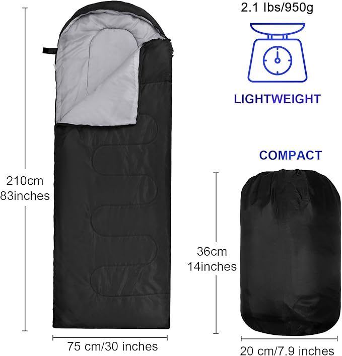 Macarrie 10 Pcs 0 Degree Camping Sleeping Bags Bulk for Adults Cold Weather 4 Season Warm Sleeping Bag with Compression Sack for Homeless Donation Shelter Emergency Hiking