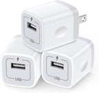 USB Plug Wall Adapter for iPhone,1A/5V Single Port Phone Wall Charger Block Charging Cube Box Brick 3 Pack for iPhone 17e/15 Pro Max/14/13/12/11,Samsung Galaxy S24/S23/S22/S21/S20/S26,Google Pixel 10a