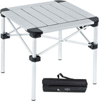 iClimb Lightweight Stable Alu. Folding Square Table Roll Up Top with Carry Bag for Camping Picnic Backyards BBQ Camp Kitchen (Silver, S)