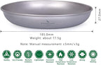 iBasingo Titanium Plate 18.5cm Ultralight Camping Dinner Plate, Reusable Metal Dish for Steak, Dessert Portable Round Tray with Mesh Bag for Backpacking, Hiking, Picnic Ti1103T