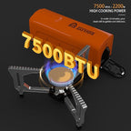 Portable Butane Gas Camping Stove - 7500 BTU Compact Folding Design with Carry Bag for Backpacking, RV Trips, Picnic & Outdoor Indoor Cooking, Orange
