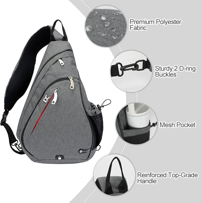 INOXTO Sling Bag, Multipurpose Crossbody Shoulder Bag for Men and Women