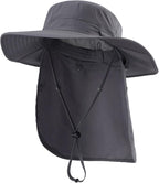 Home Prefer UPF 50+ Sun Hats for Men Women Wide Brim Fishing Hat with Neck Flap Summer Safari UV Protection Bucket Hat