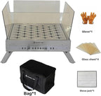 Outdoor Wood Burning Fire Pit Table with Glass Wind Guard and Portable Stainless Steel Wood Stove for Camping Hot Tent Shelter, Patio Backyard Garden Deck Camping