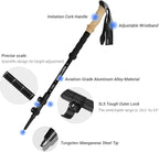 Lightweight Aircraft-Grade Aluminum Trekking Poles - 2 Sticks with Quick Lock System and Extended Down Grip Plus 12pc-Accessory Kit, Telescopic, Ultralight for Hiking, Camping, Walking, Trekking