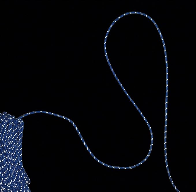2mm Reflective Guyline Camping Paracord, Ultralight Thin Cord Rope for Tarp Rain Fly Tent Camping, 65 Feet (Blue)