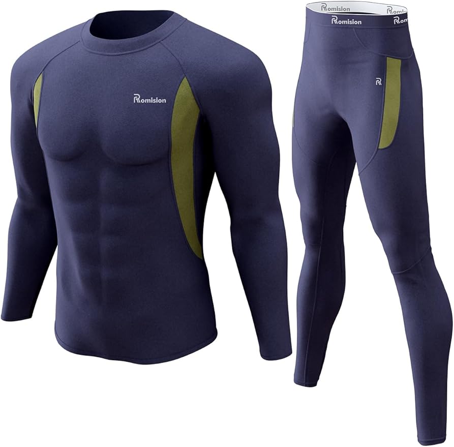 romision Thermal Underwear for Men Long Johns Fleece Lined Hunting Gear Bottom Top Set Base Layer for Cold Weather Gift
