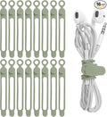 16Pcs Silicone Cable Straps Wire Organizer for Bundling Earphone, Phone Charger, Computer Cords, Reusable Cable Ties Cord Organizer in Home,Office,Kitchen,School(Green)