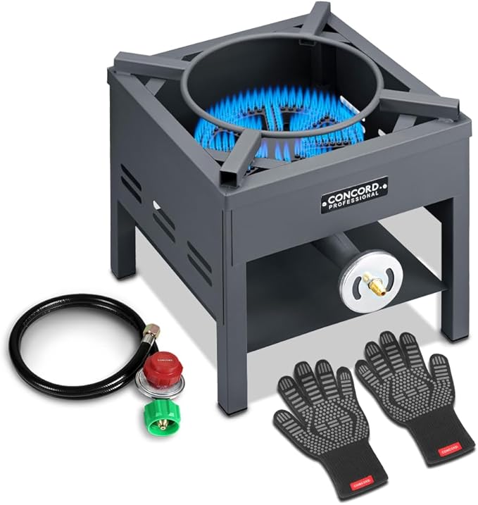 Concord Professional Single Banjo Wok Burner with Stand. Drop In Wok Edition. Up to 270,000 BTU. Great for Home Brewing, Wok Stir Fry, Turkey, Etc. (16")