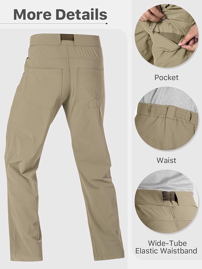 FREE SOLDIER Men's Outdoor Cargo Hiking Pants with Belt Lightweight Waterproof Quick Dry Tactical Pants Nylon Spandex
