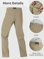 FREE SOLDIER Men's Outdoor Cargo Hiking Pants with Belt Lightweight Waterproof Quick Dry Tactical Pants Nylon Spandex