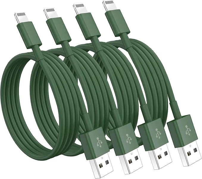 Susnwere 4 Pack Apple MFi Certified Lightning Cable 1ft, Fast iPhone Charging Cord for iPhone 14/14Pro/13/13Pro/12/11/11Pro/11Max/X/XS/XR/XS Max/8, iPad (Green)